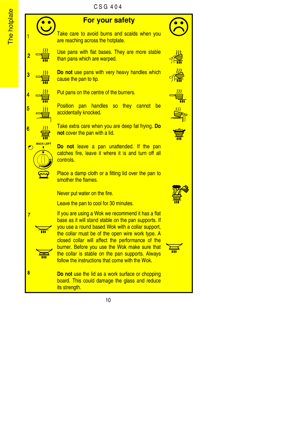 Electrolux CSG 404 installation instructions For your safety 