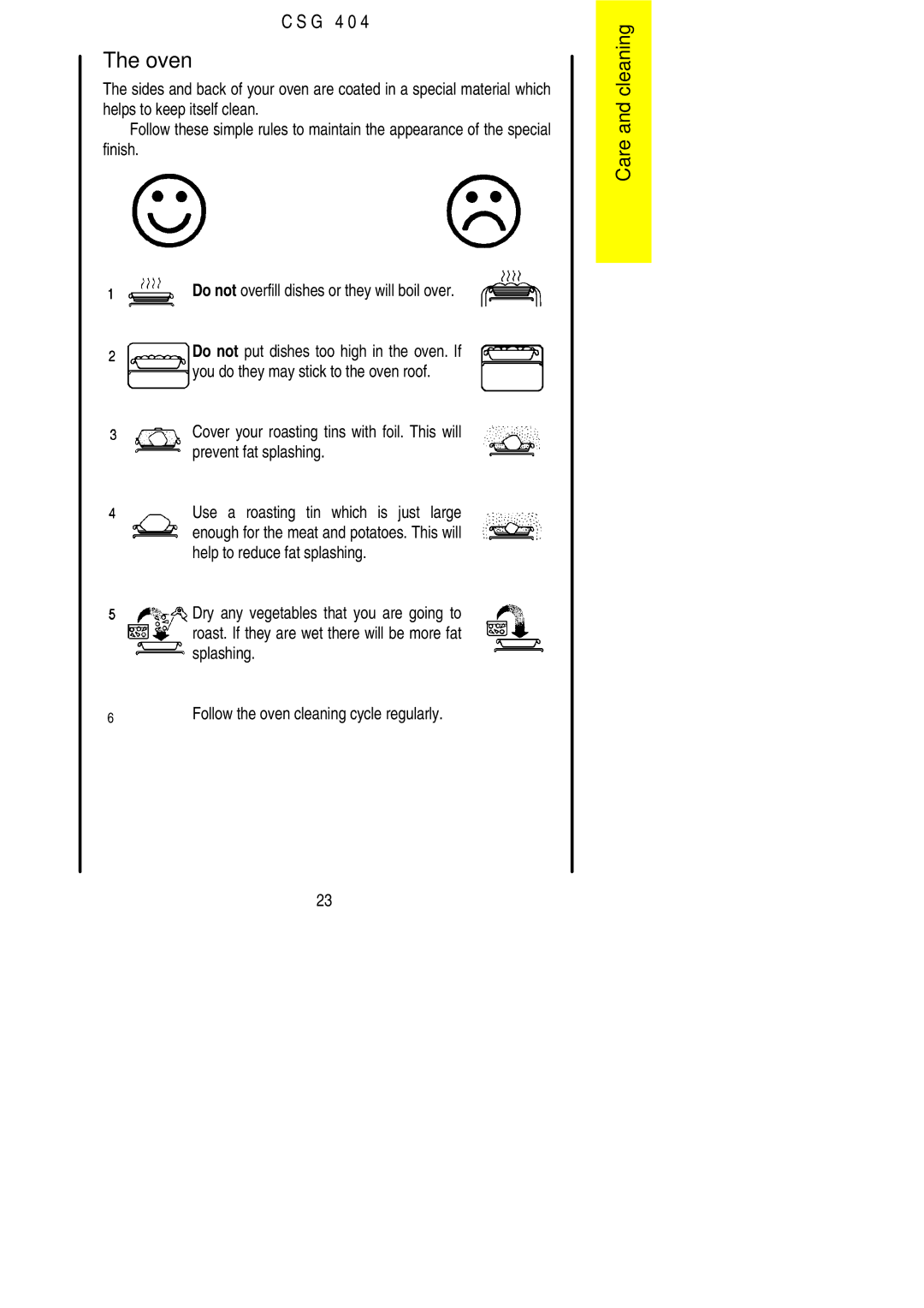 Electrolux CSG 404 installation instructions Oven 