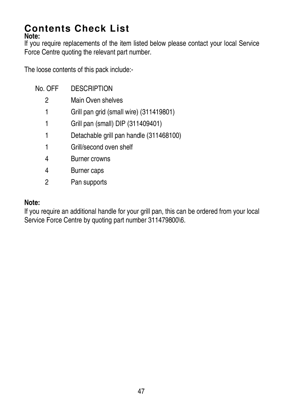 Electrolux CSG 500 installation instructions Contents Check List 