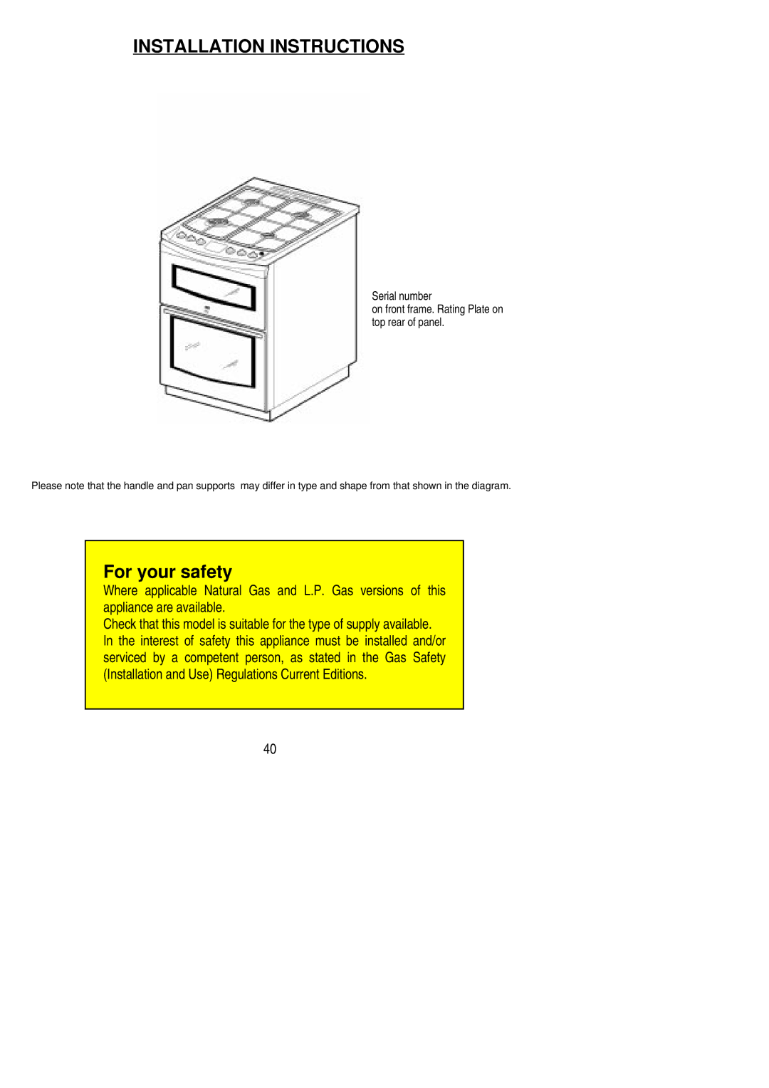 Electrolux CSG 552 installation instructions Installation Instructions 