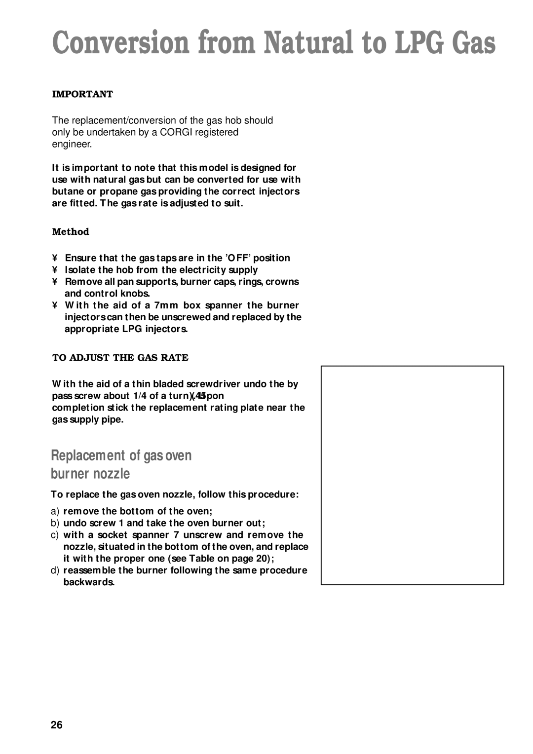 Electrolux CSIG 223 W manual Method, To Adjust the GAS Rate 