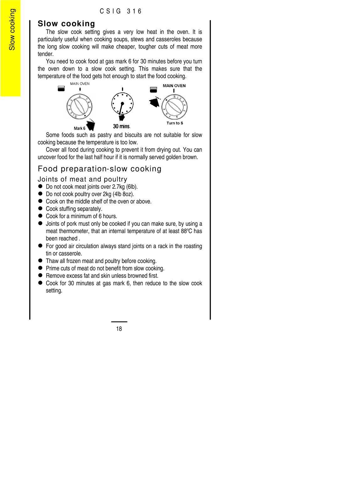 Electrolux CSIG 316 installation instructions Slow cooking, Food preparation-slow cooking 