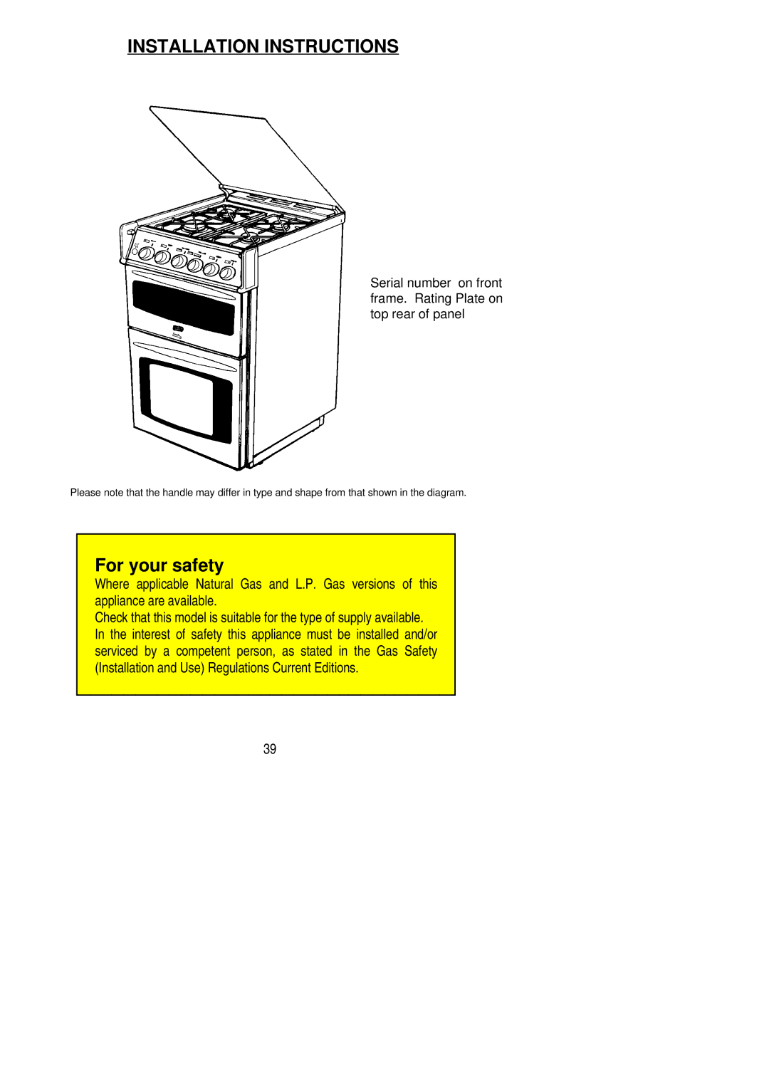 Electrolux CSIG 417 installation instructions Installation Instructions 