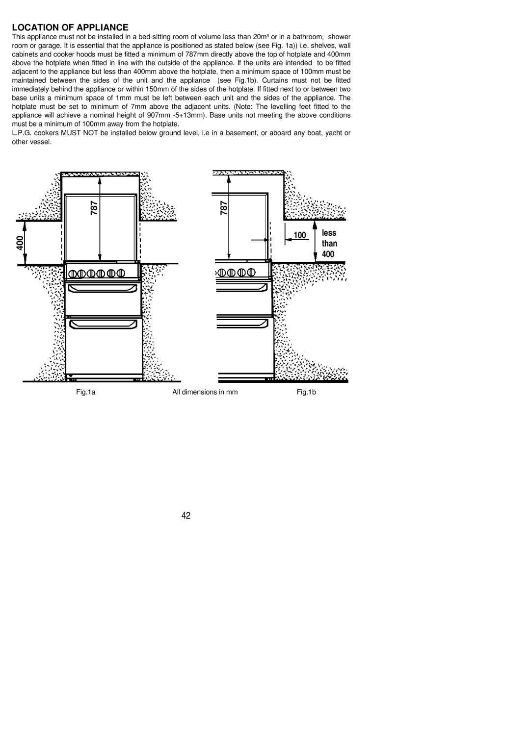 Electrolux CSIG 417 installation instructions Location of Appliance 