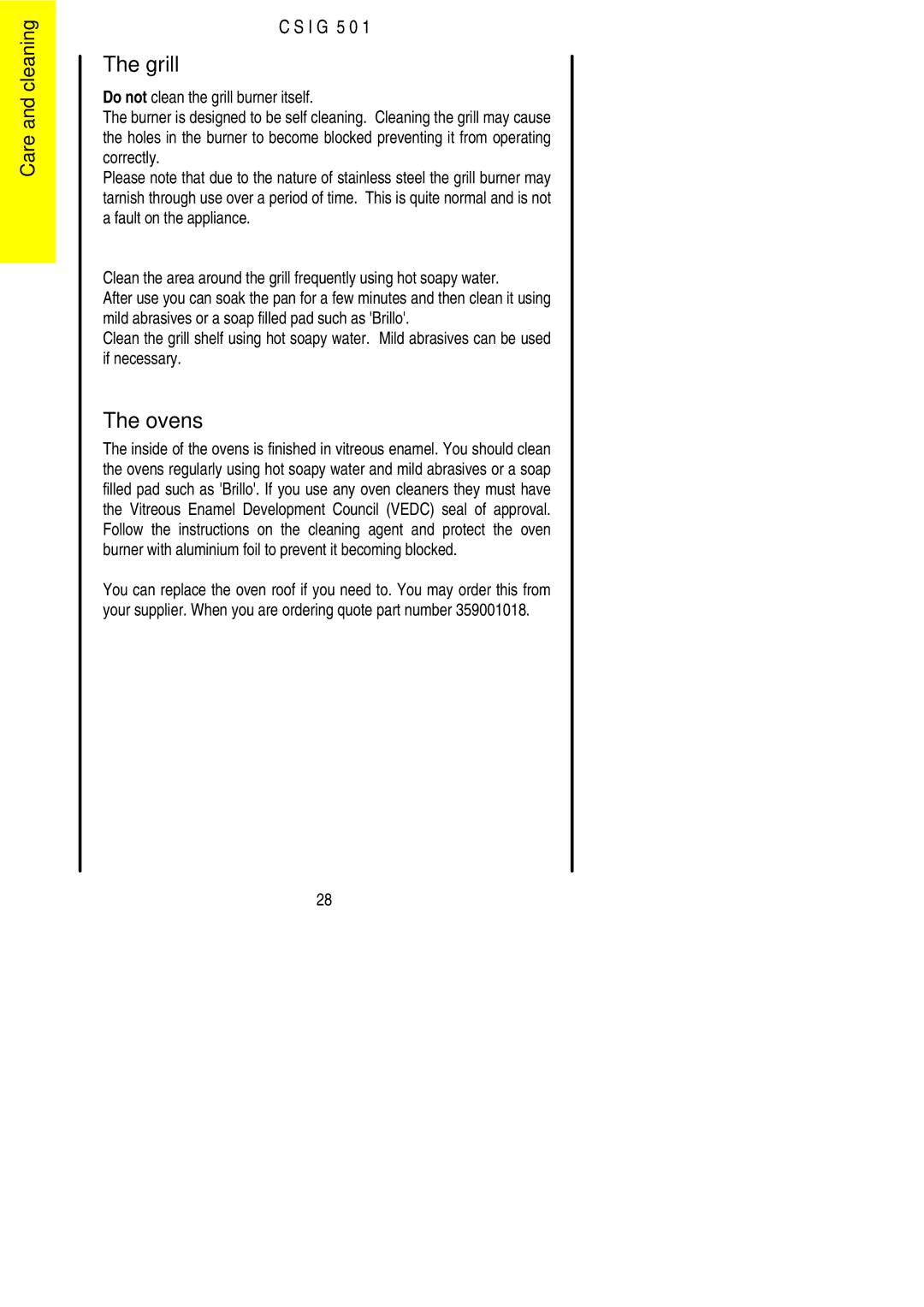 Electrolux CSIG 501 installation instructions Grill, Ovens 