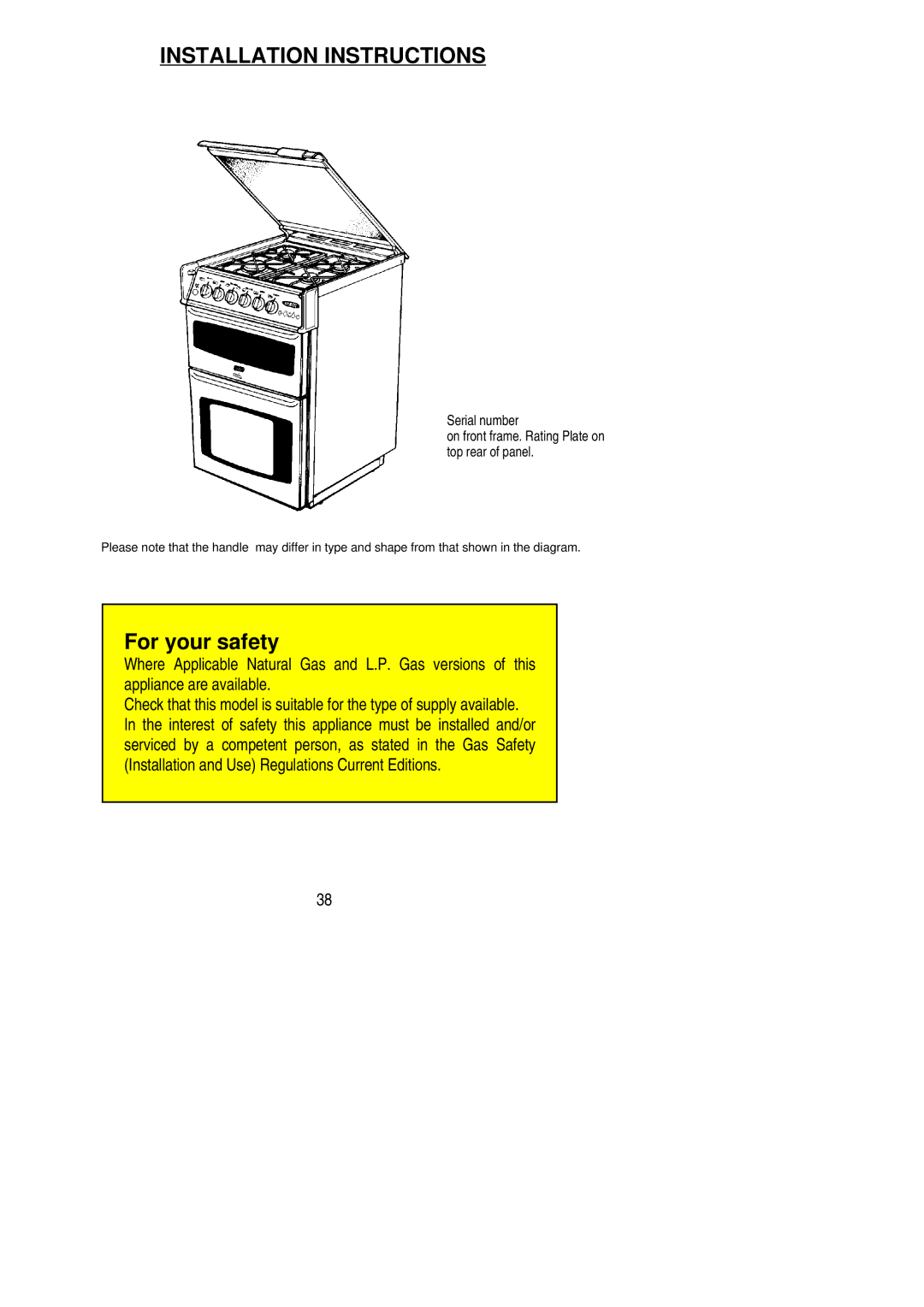 Electrolux CSIG 501 installation instructions Installation Instructions 