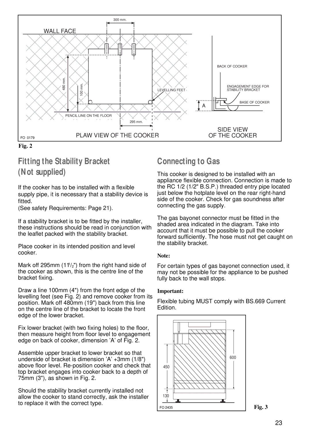 Electrolux CSIG 503 W manual Connecting to Gas, Wall Face 