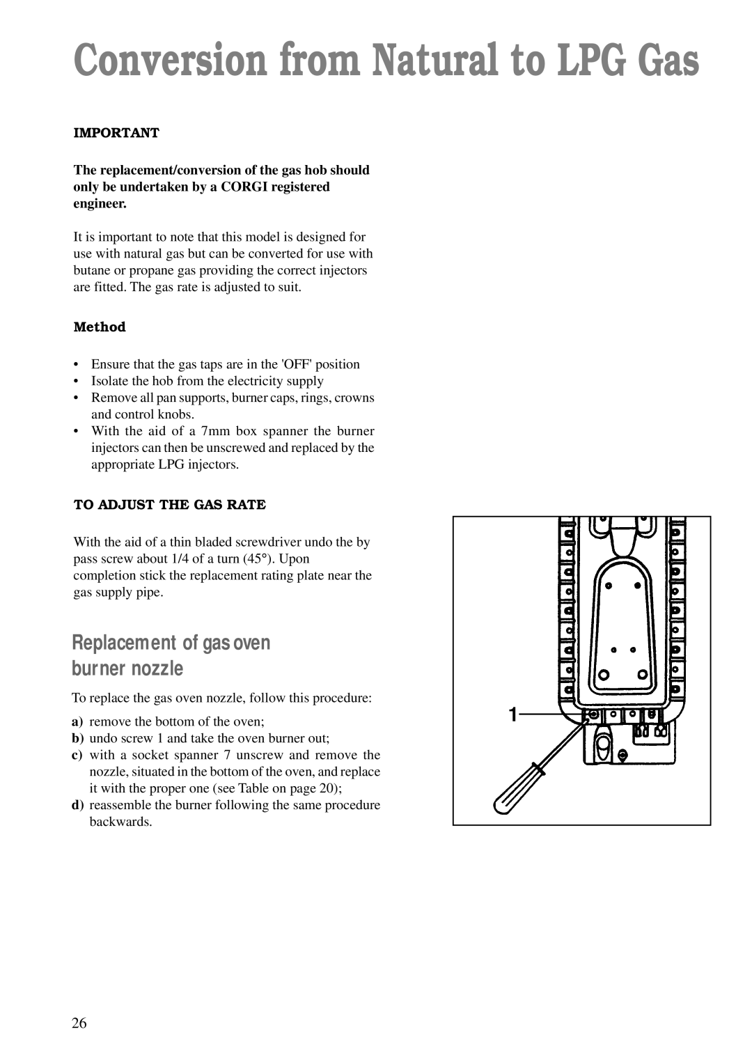 Electrolux CSIG 503 W manual Method, To Adjust the GAS Rate 