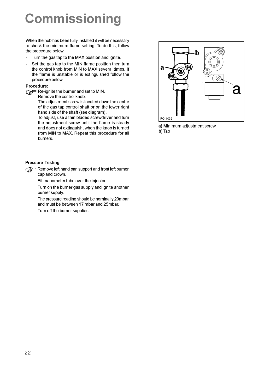 Electrolux CSIG 509 manual Commissioning 