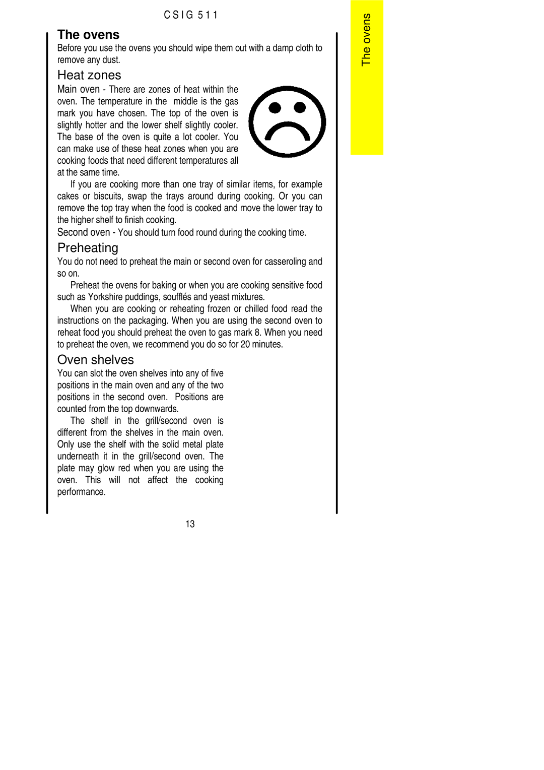 Electrolux CSIG 511 installation instructions Ovens, Heat zones, Oven shelves 