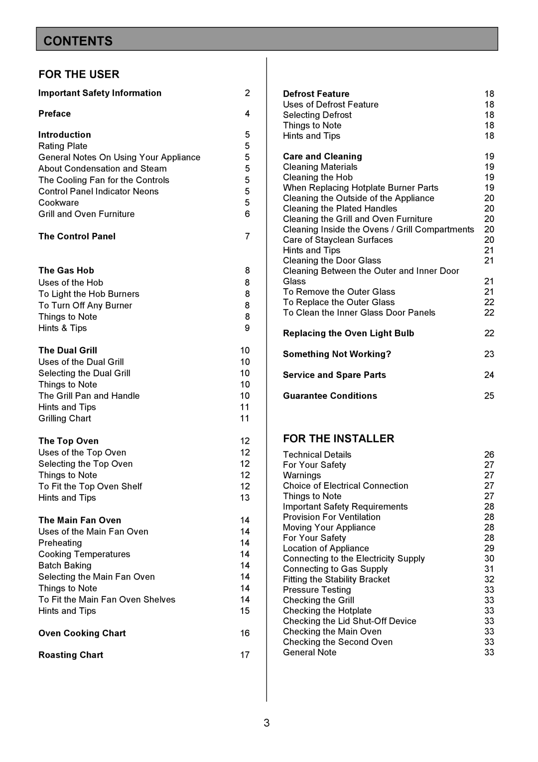 Electrolux CSM 559 installation instructions Contents 