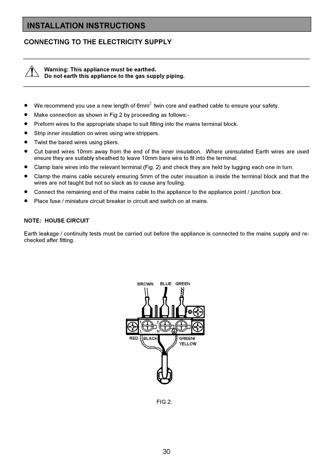 Electrolux CSM 559 installation instructions Connecting to the Electricity Supply 