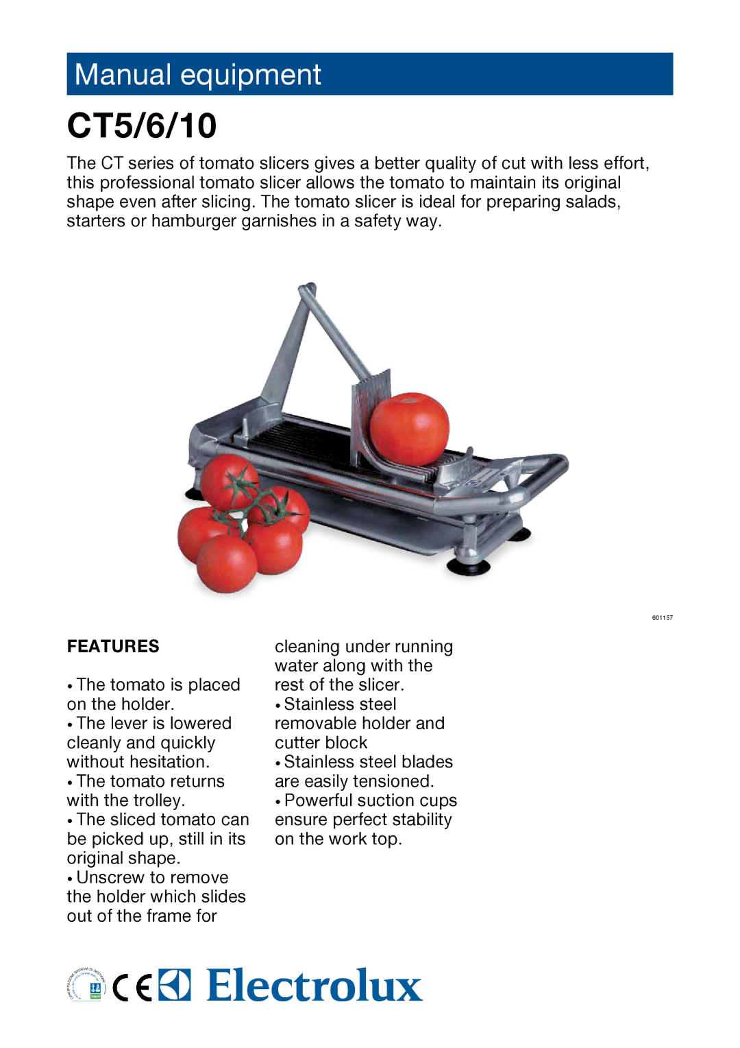 Electrolux CT5/6/10 manual Features 