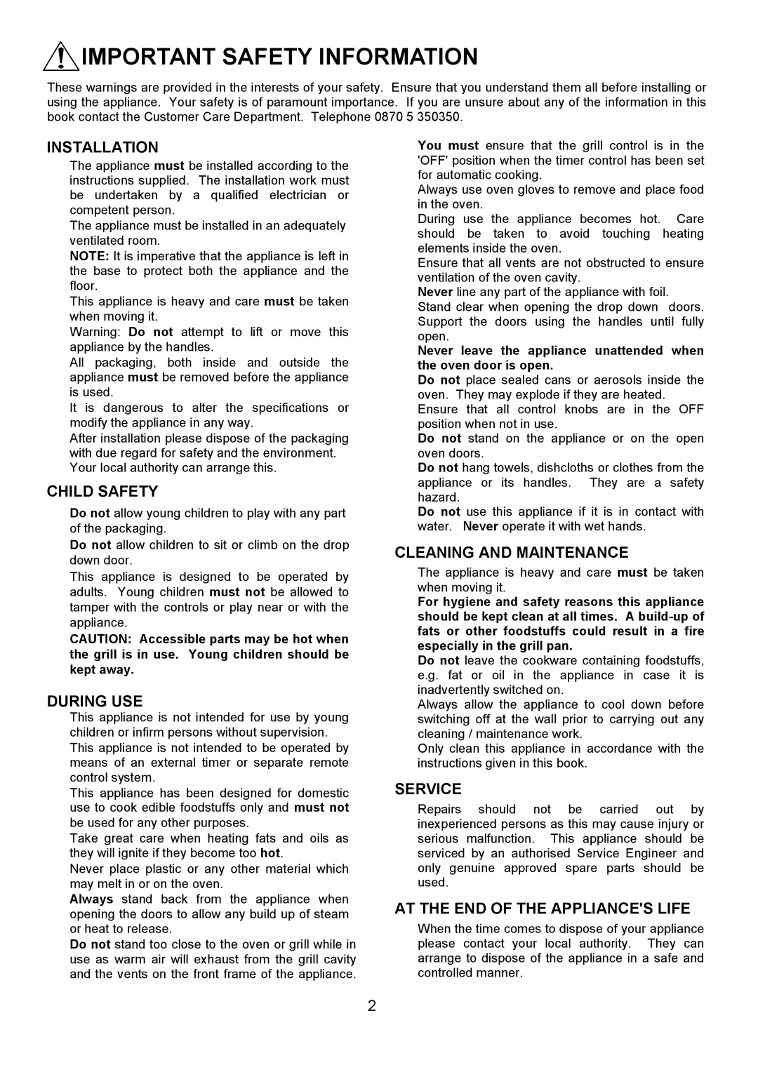 Electrolux D2100-4 manual Important Safety Information 