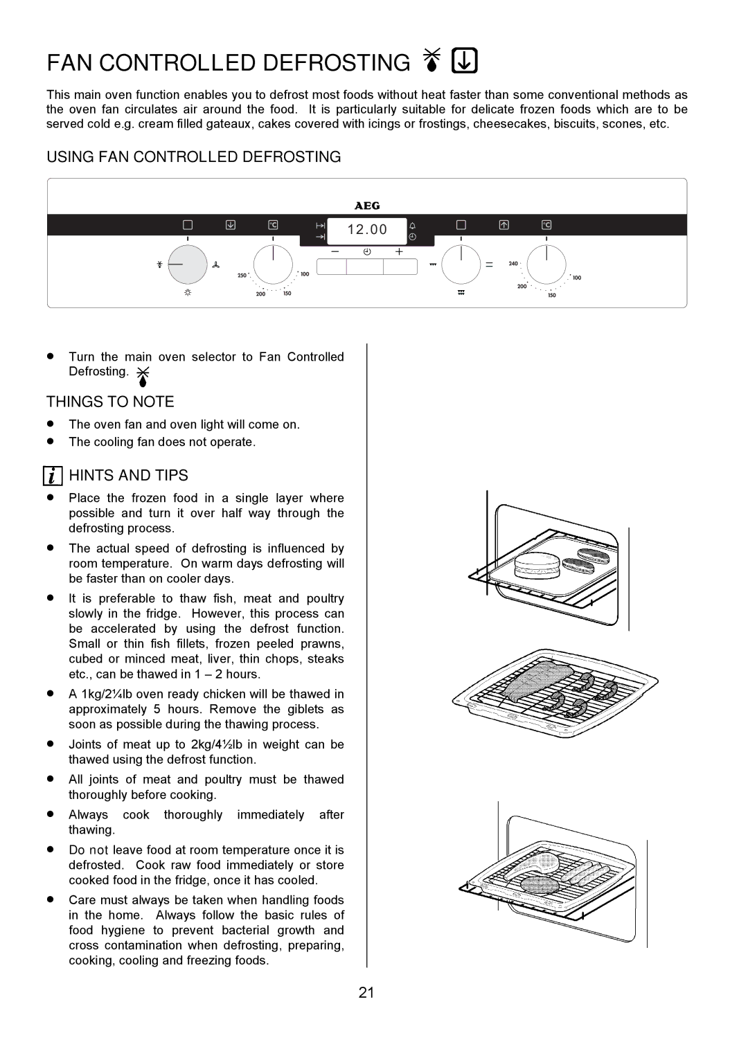 Electrolux D2100-4 manual Using FAN Controlled Defrosting 