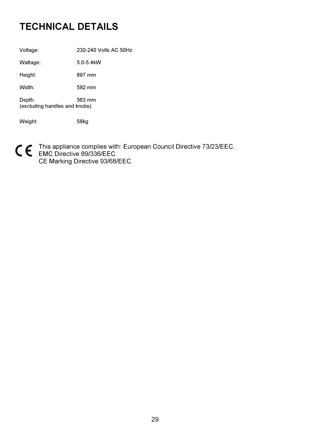 Electrolux D2100-4 manual Technical Details 