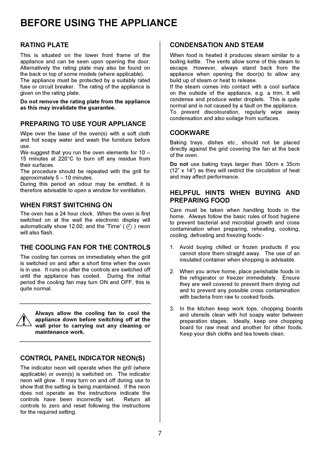 Electrolux D2100-4 manual Before Using the Appliance 