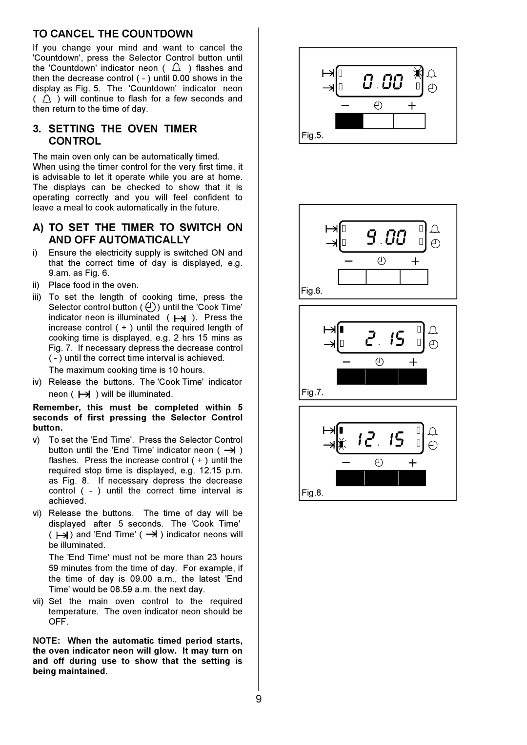 Electrolux D2100-4 manual To Cancel the Countdown, Setting the Oven Timer Control 