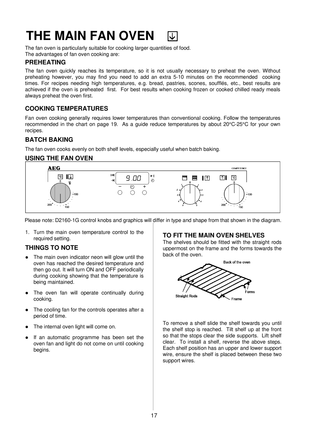 Electrolux D2160-1 operating instructions Main FAN Oven 