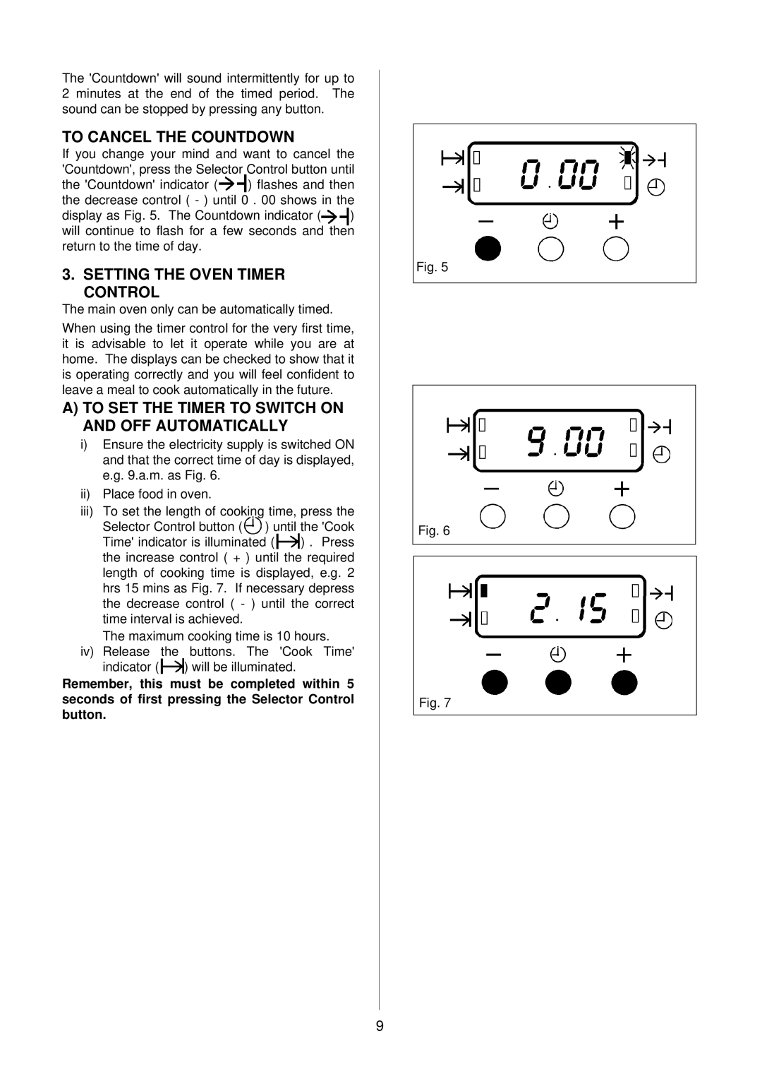 Electrolux D2160-1 operating instructions To Cancel the Countdown, Setting the Oven Timer Control 