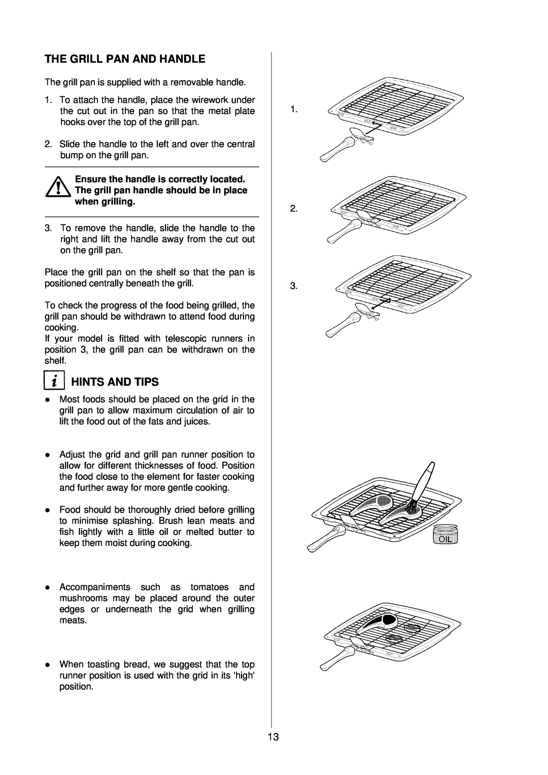 Electrolux D2160-1 operating instructions The Grill Pan And Handle, Hints And Tips 