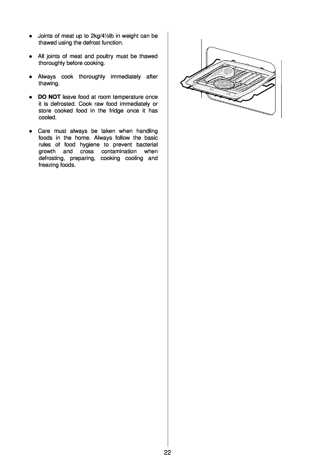 Electrolux D2160-1 operating instructions Always cook thoroughly immediately after thawing, l cooled 