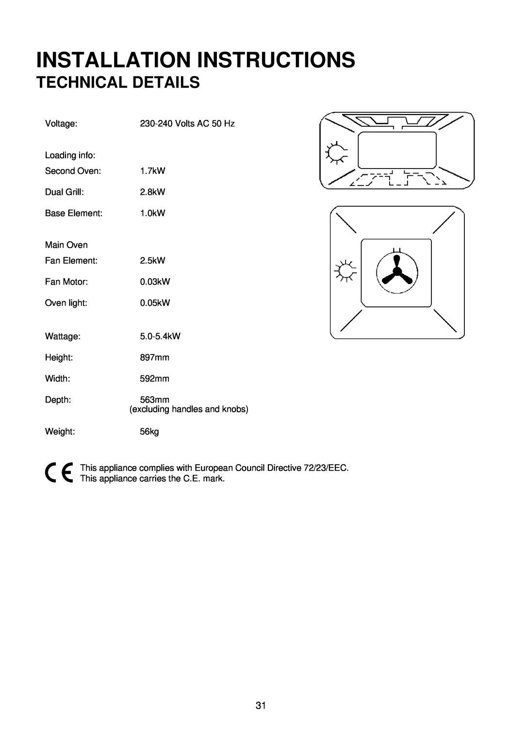Electrolux D2160-1 operating instructions Installation Instructions, Technical Details 