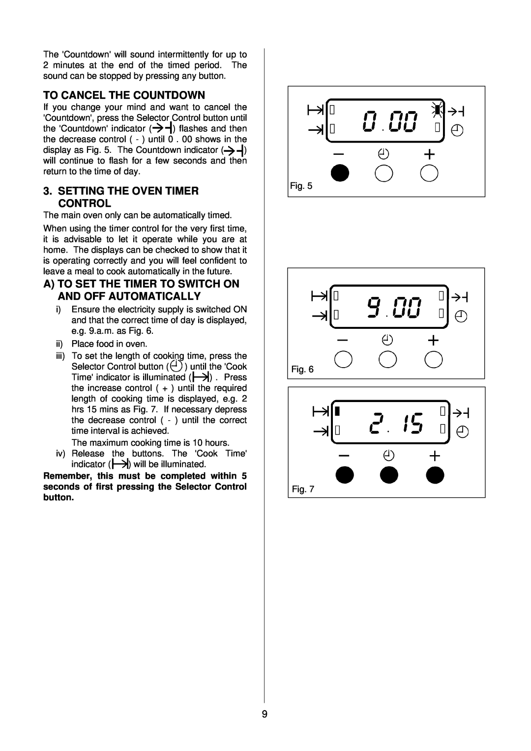 Electrolux D2160-1 operating instructions To Cancel The Countdown, Setting The Oven Timer Control 