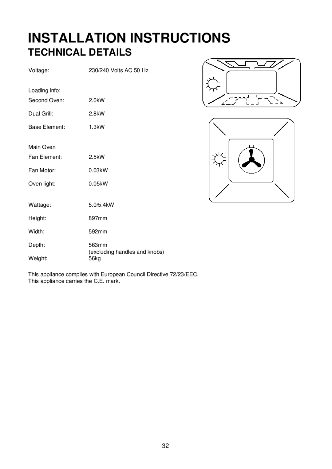 Electrolux D2160 installation instructions Installation Instructions, Technical Details 