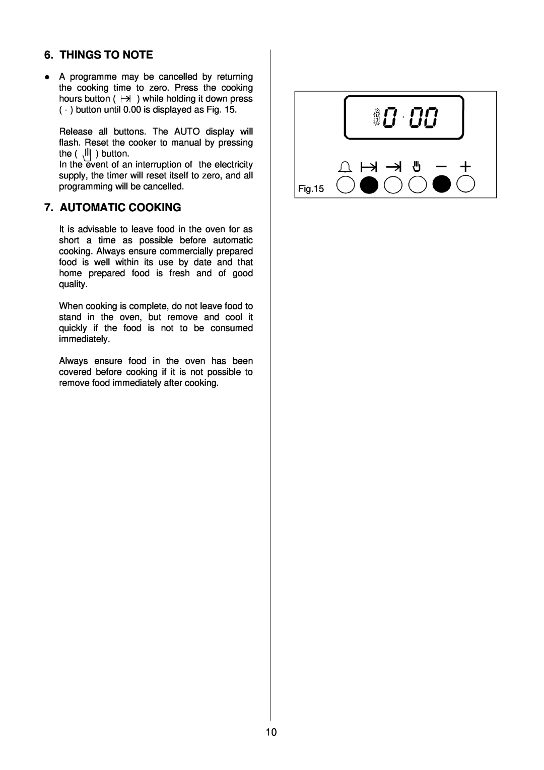 Electrolux D2160 installation instructions lTHINGS TO NOTE, Automatic Cooking 