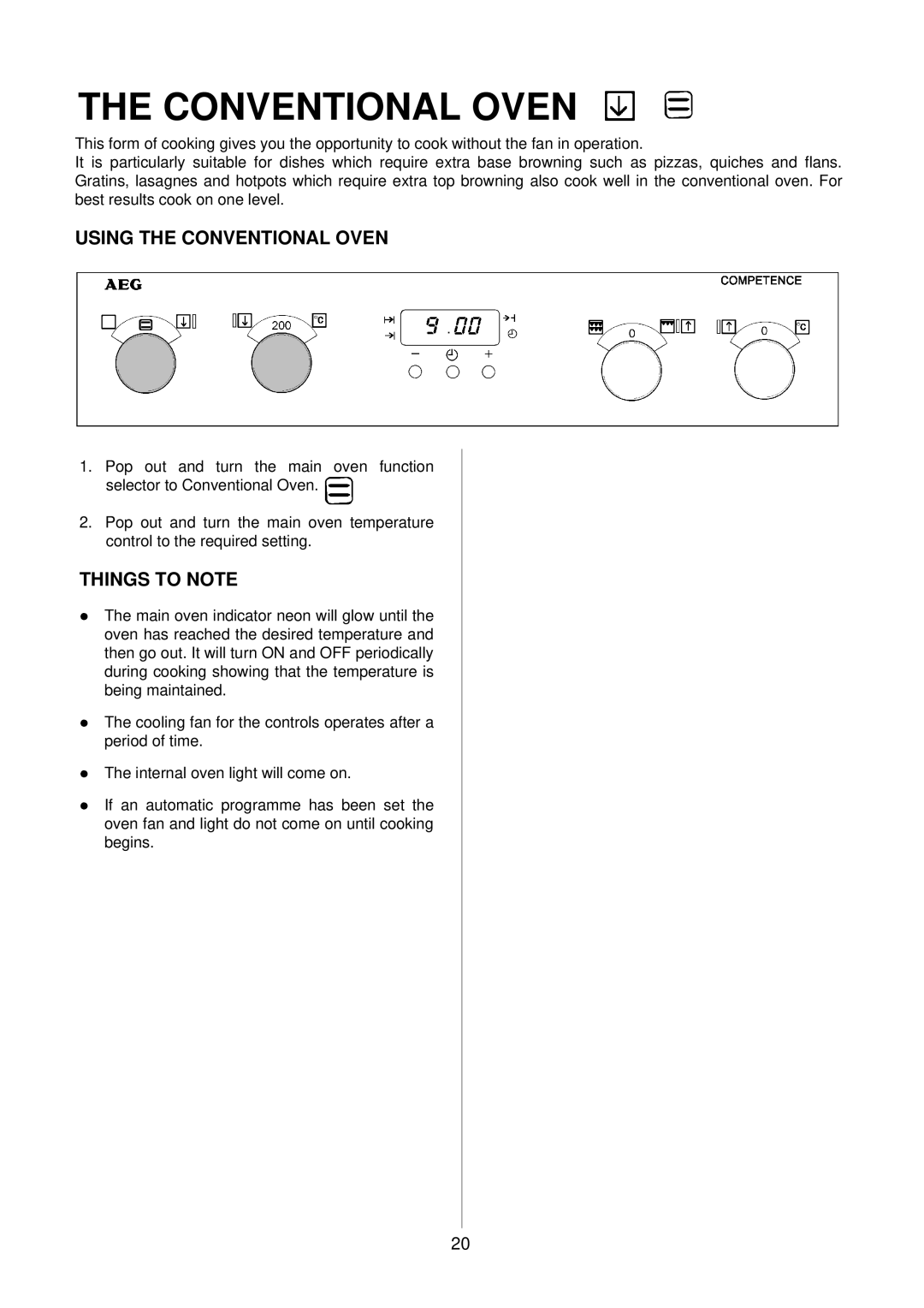 Electrolux D4100-1 operating instructions Using the Conventional Oven 