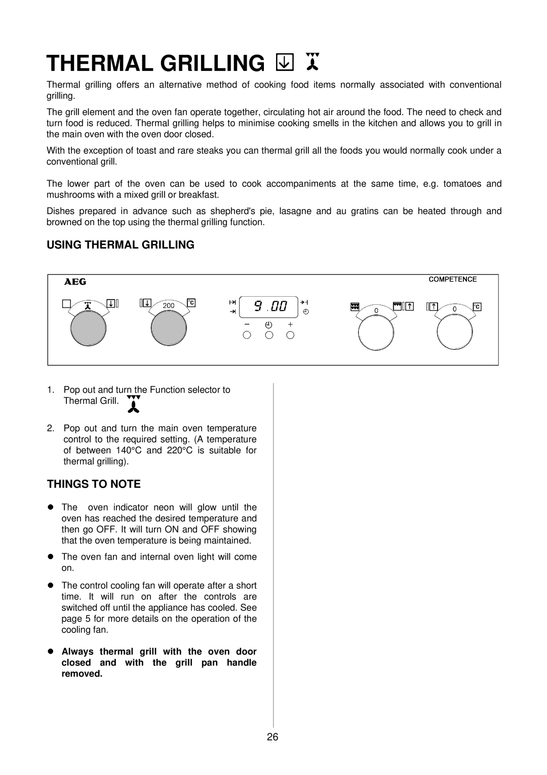 Electrolux D4100-1 operating instructions Using Thermal Grilling 