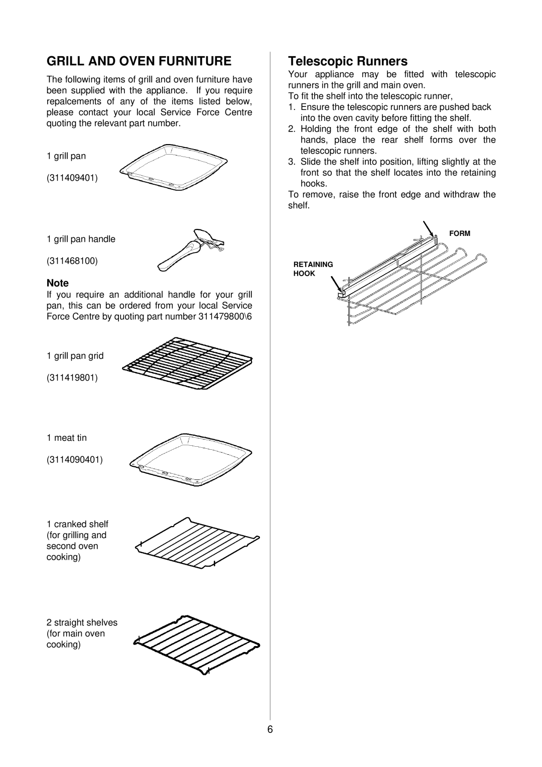 Electrolux D4100-1 operating instructions Grill and Oven Furniture 