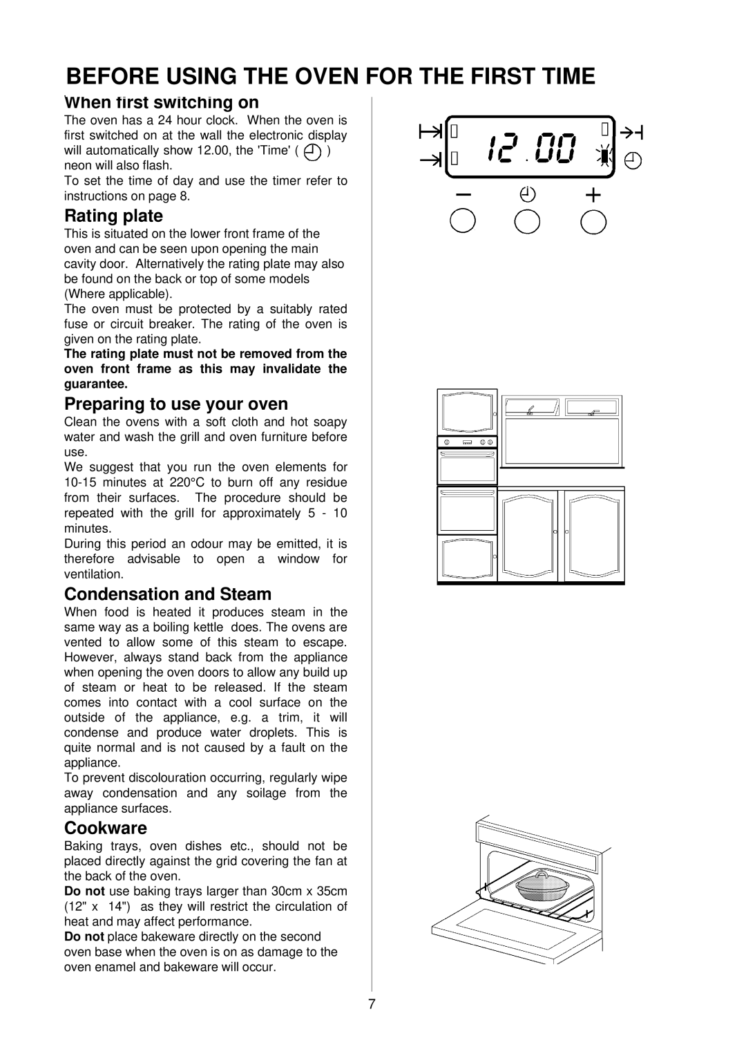 Electrolux D4100-1 operating instructions Before Using the Oven for the First Time 