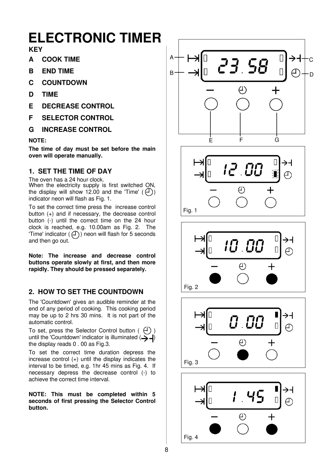 Electrolux D4100-1 operating instructions Electronic Timer, SET the Time of DAY, HOW to SET the Countdown 