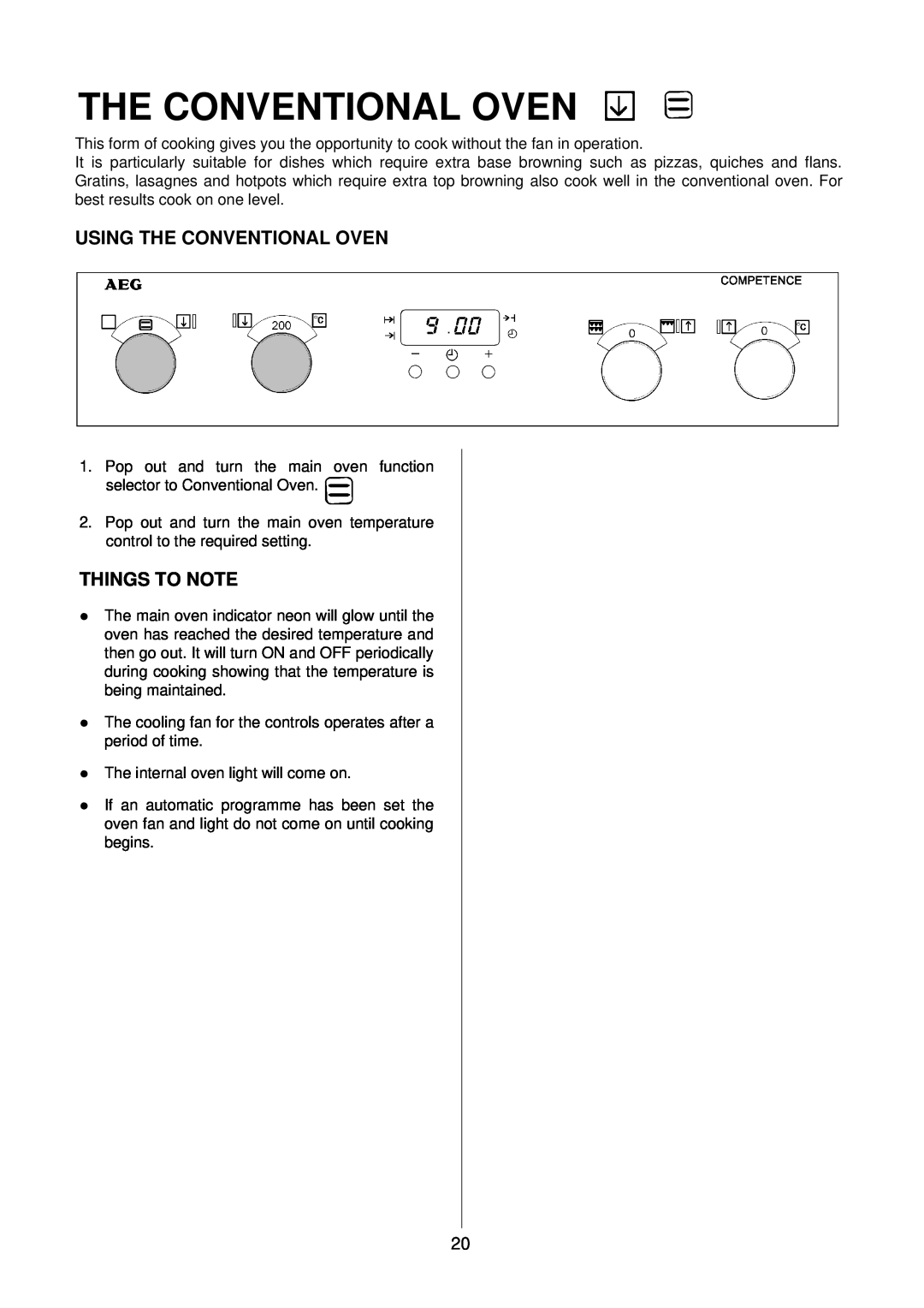Electrolux D4100-1 operating instructions Using The Conventional Oven, Things To Note 