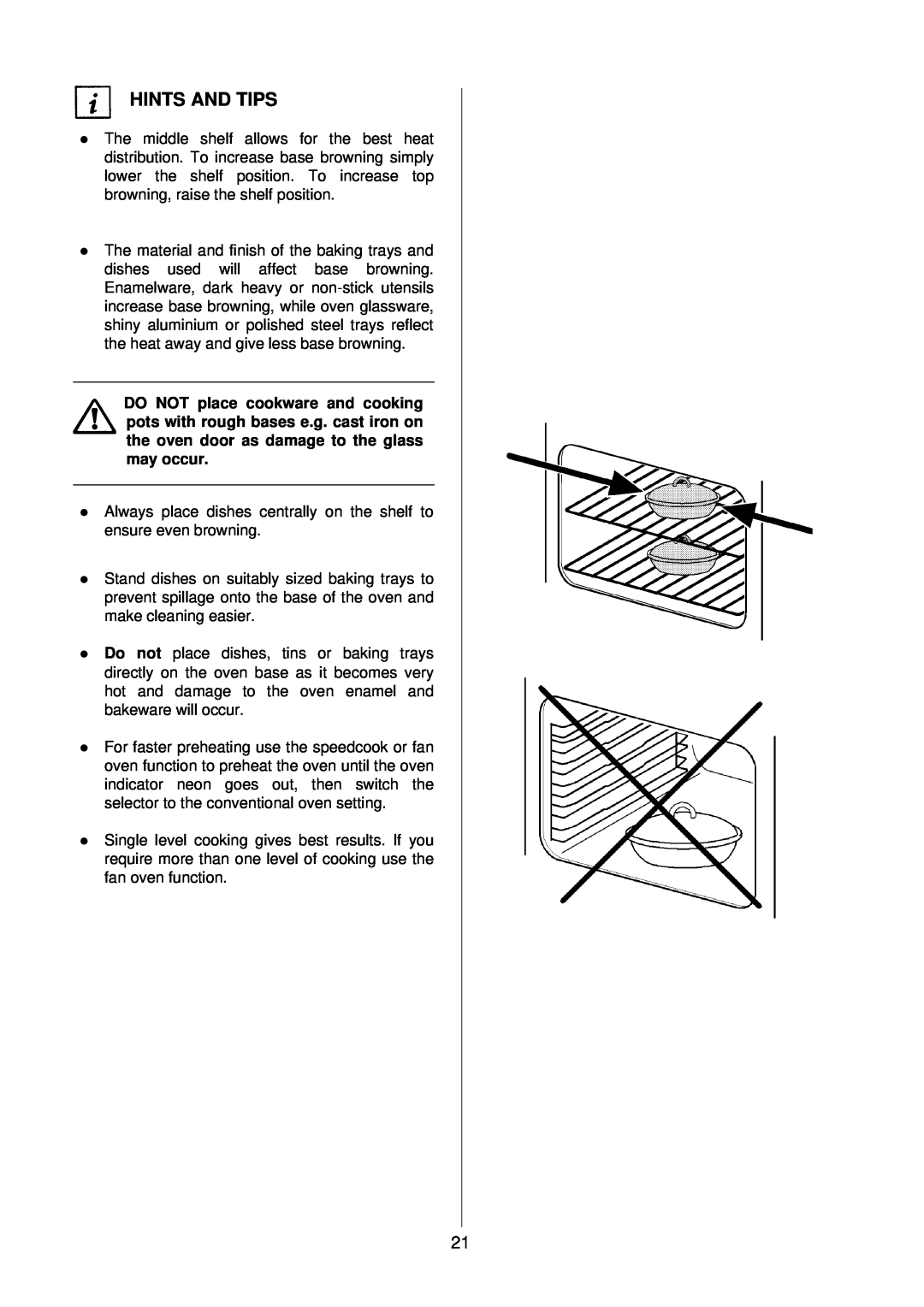 Electrolux D4100-1 operating instructions Hints And Tips, l browning, raise the shelf position 