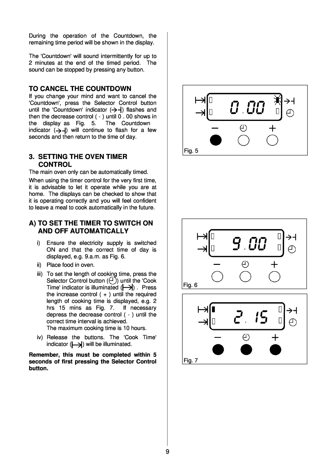 Electrolux D4100-1 operating instructions To Cancel The Countdown, Setting The Oven Timer Control 