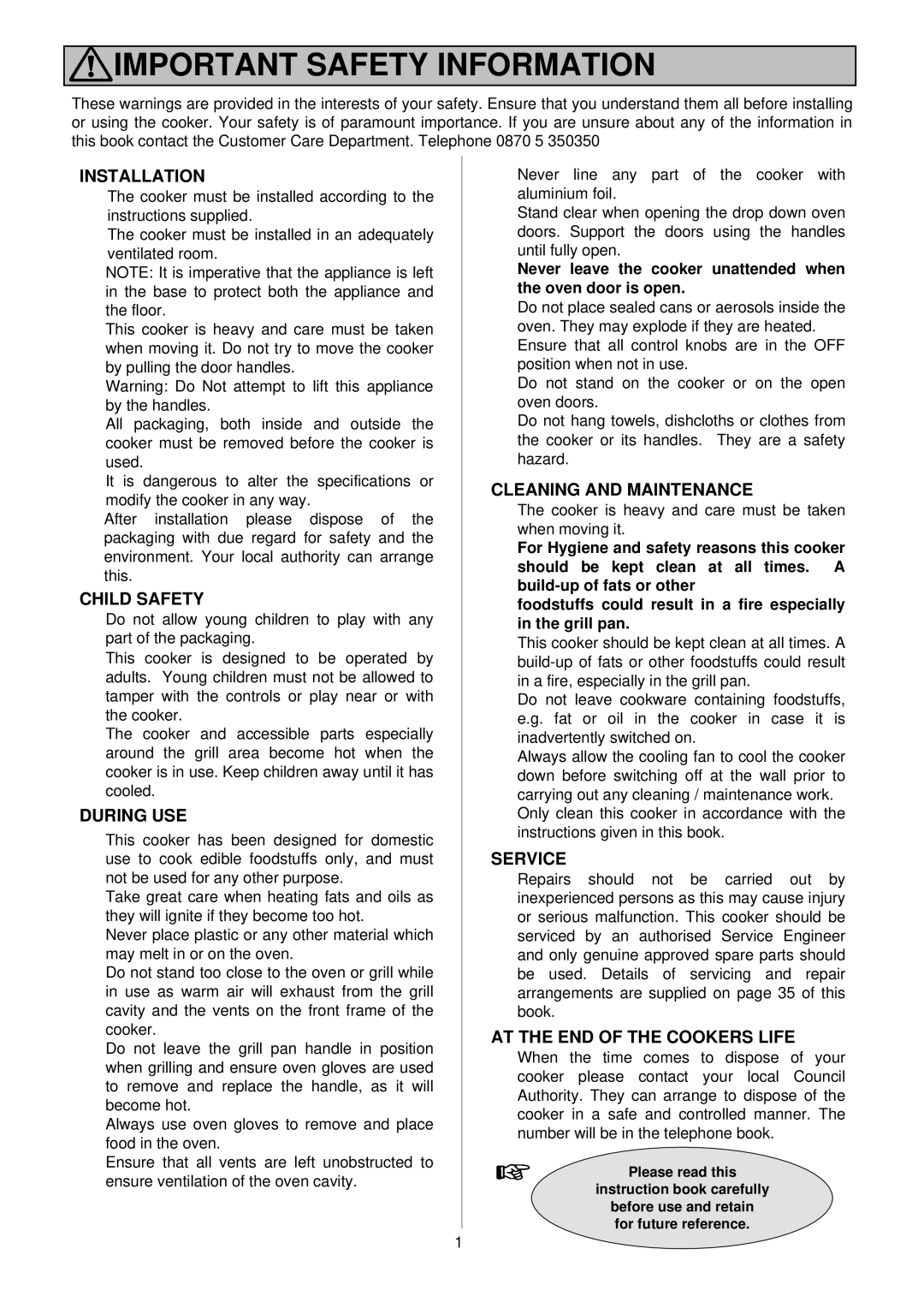 Electrolux D4100 installation instructions Important Safety Information 