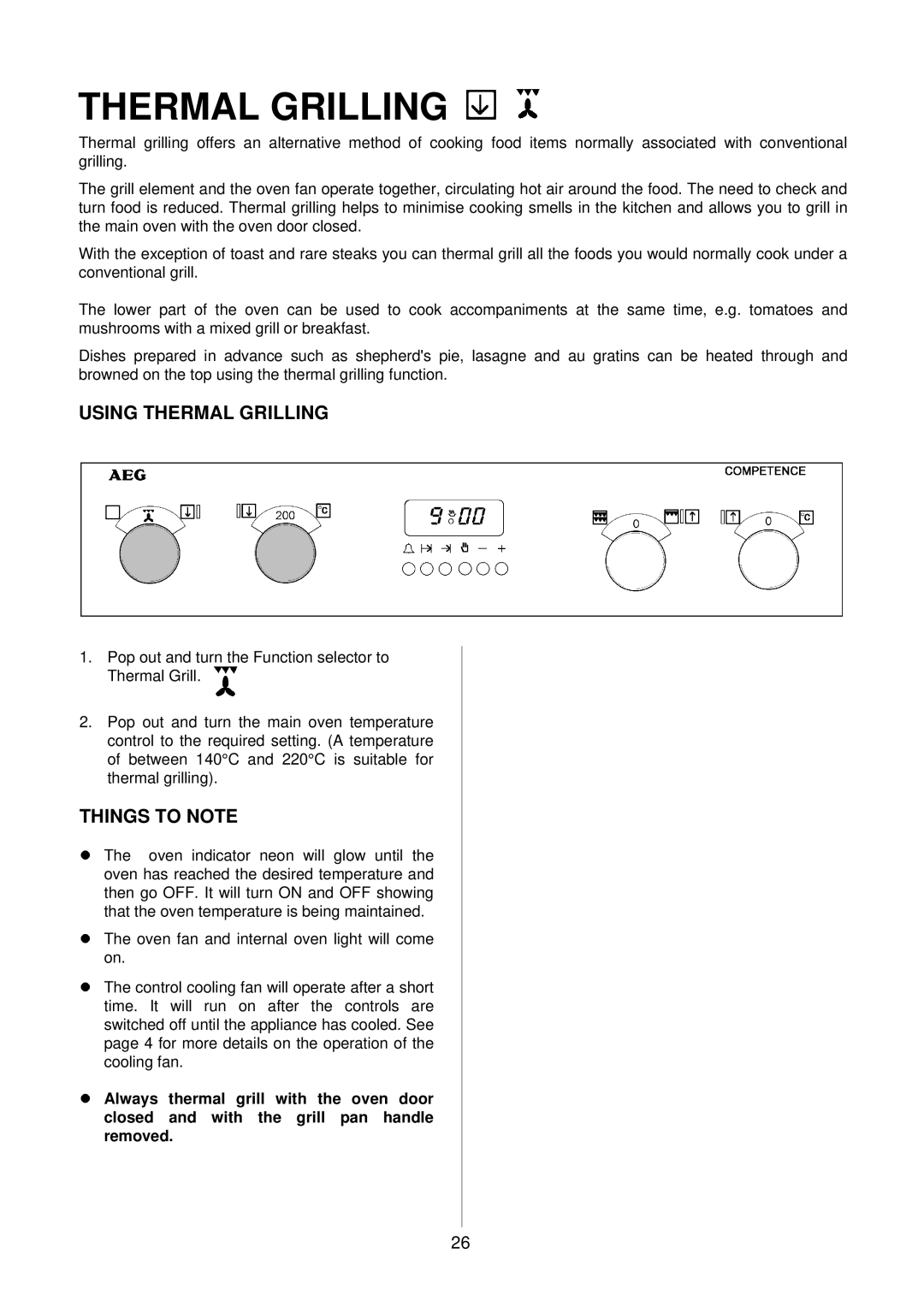 Electrolux D4100 installation instructions Using Thermal Grilling 