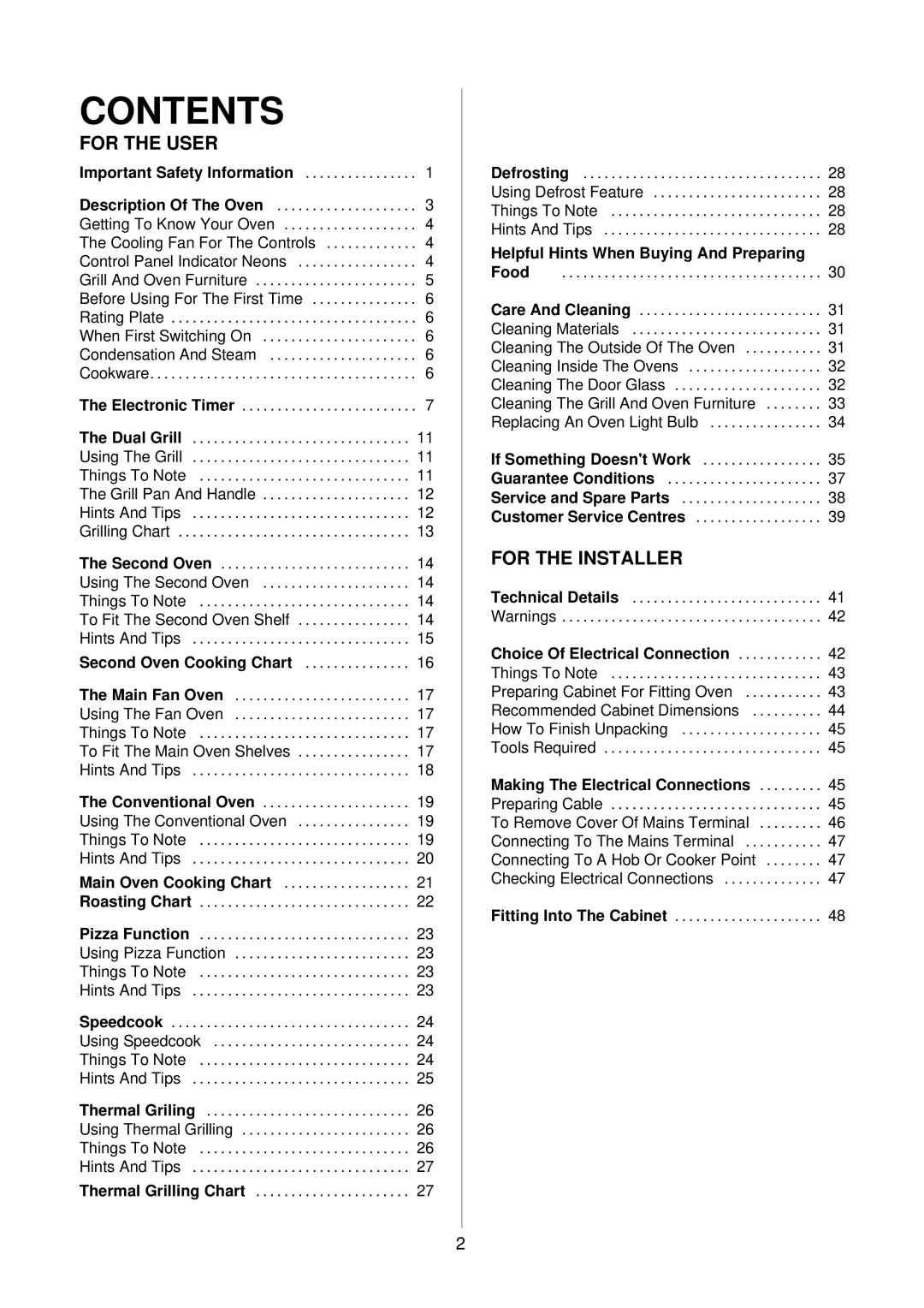 Electrolux D4100 installation instructions Contents 