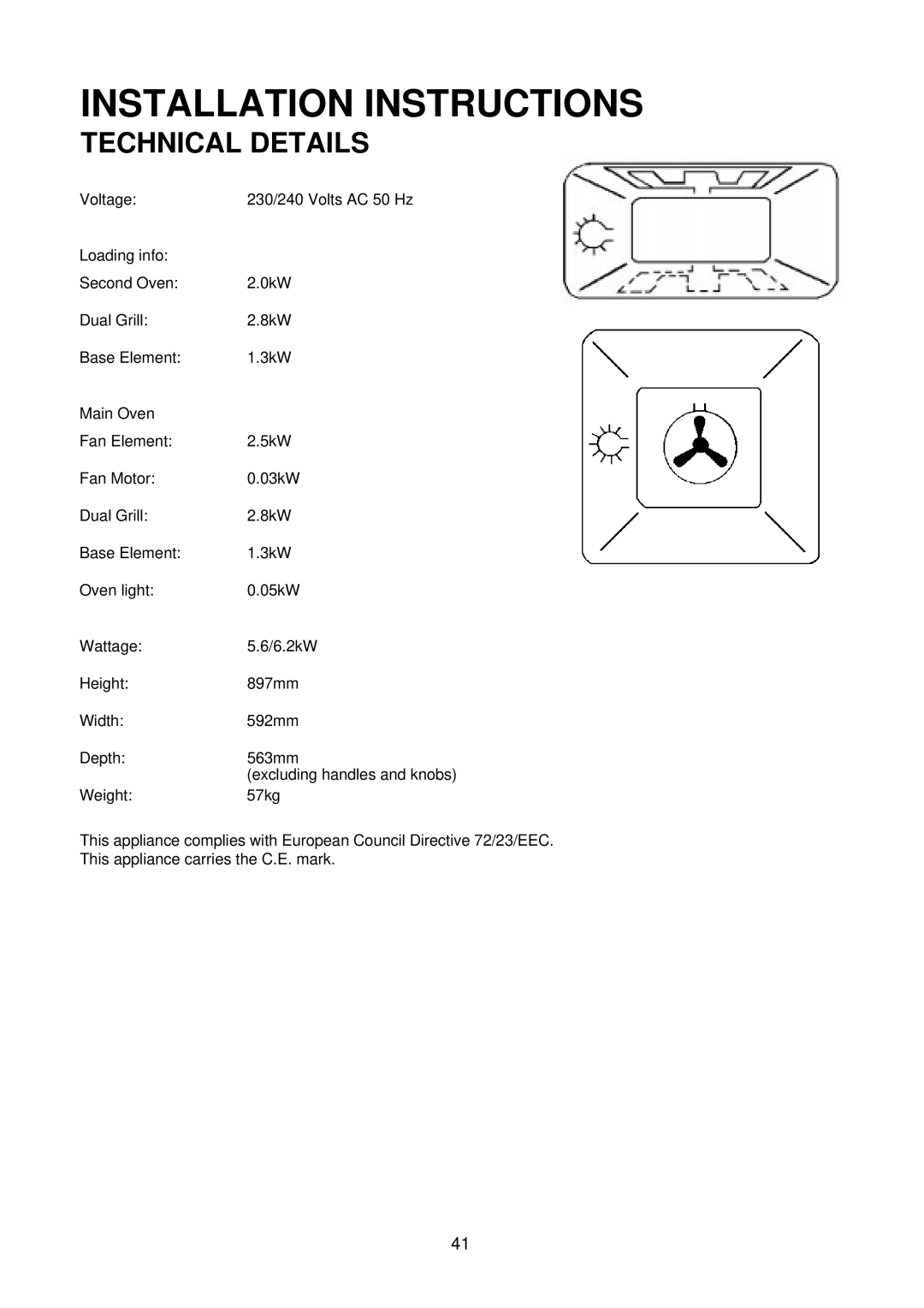 Electrolux D4100 installation instructions Installation Instructions, Technical Details 