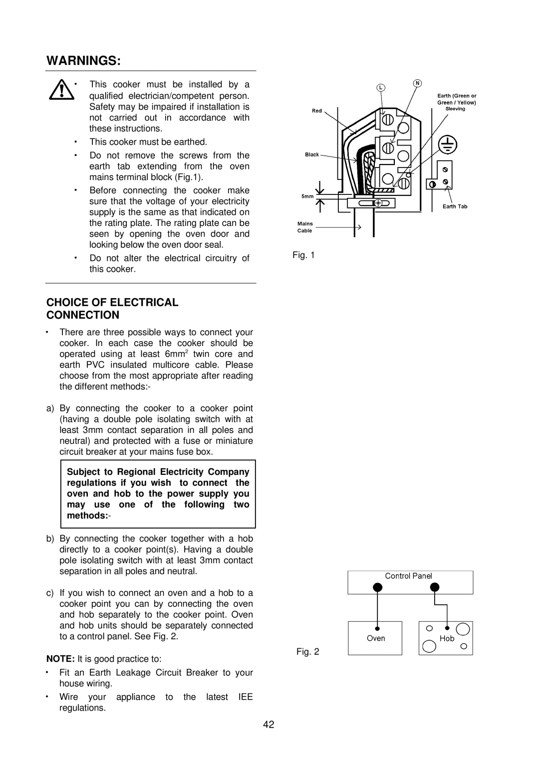 Electrolux D4100 installation instructions Choice of Electrical Connection 