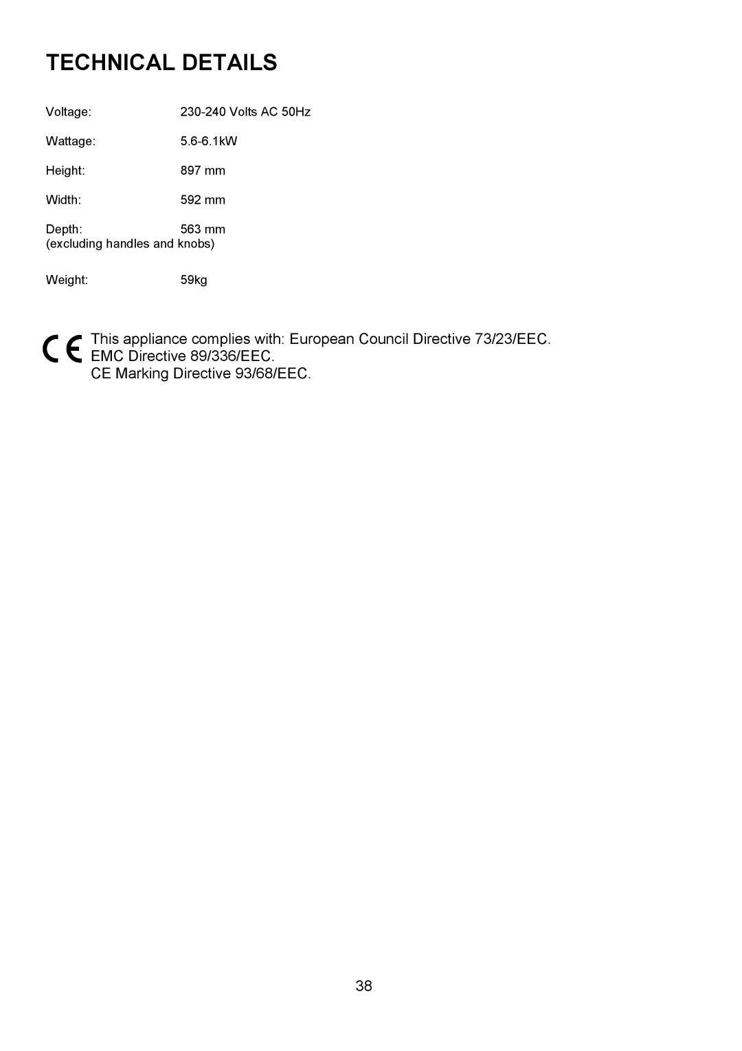 Electrolux D4101-4 operating instructions Technical Details 