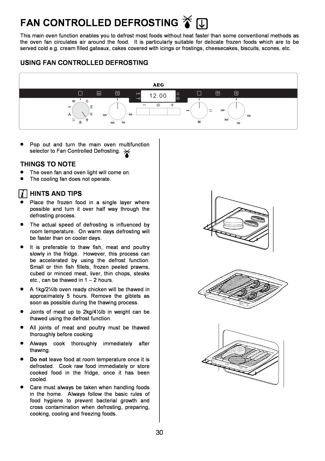 Electrolux D4101-4 operating instructions Using Fan Controlled Defrosting, Things To Note, Hints And Tips 