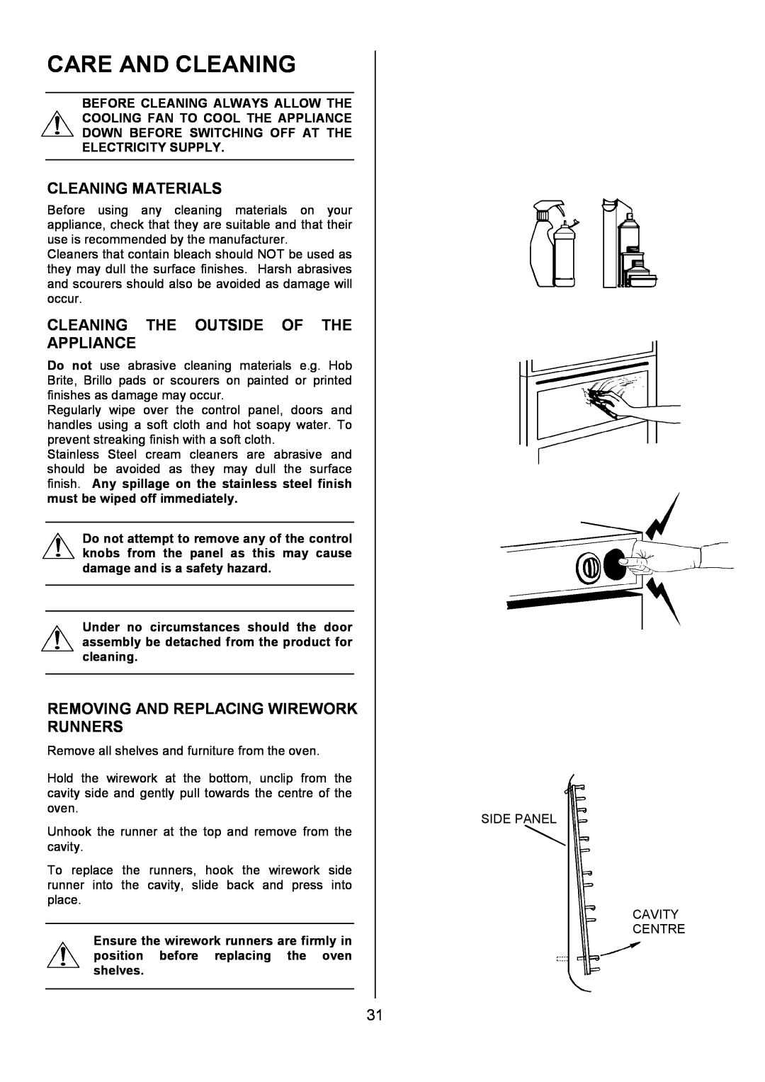 Electrolux D4101-4 operating instructions Care And Cleaning, Cleaning Materials, Cleaning The Outside Of The Appliance 