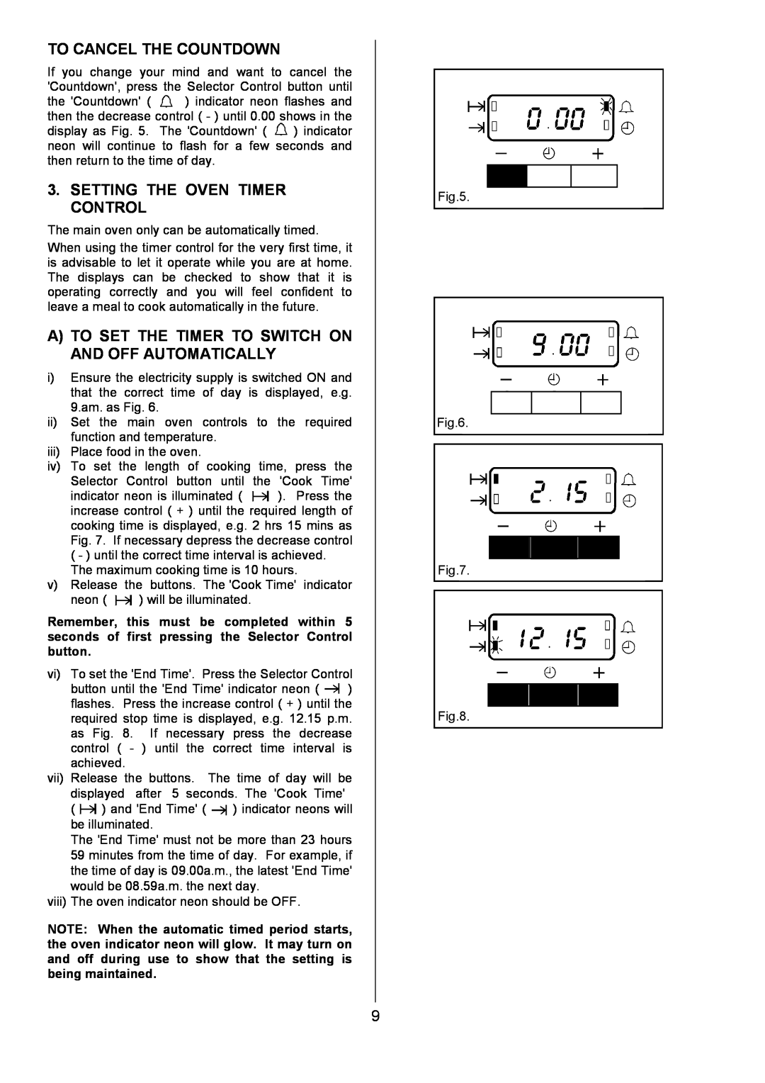 Electrolux D4101-4 operating instructions To Cancel The Countdown, Setting The Oven Timer Control 