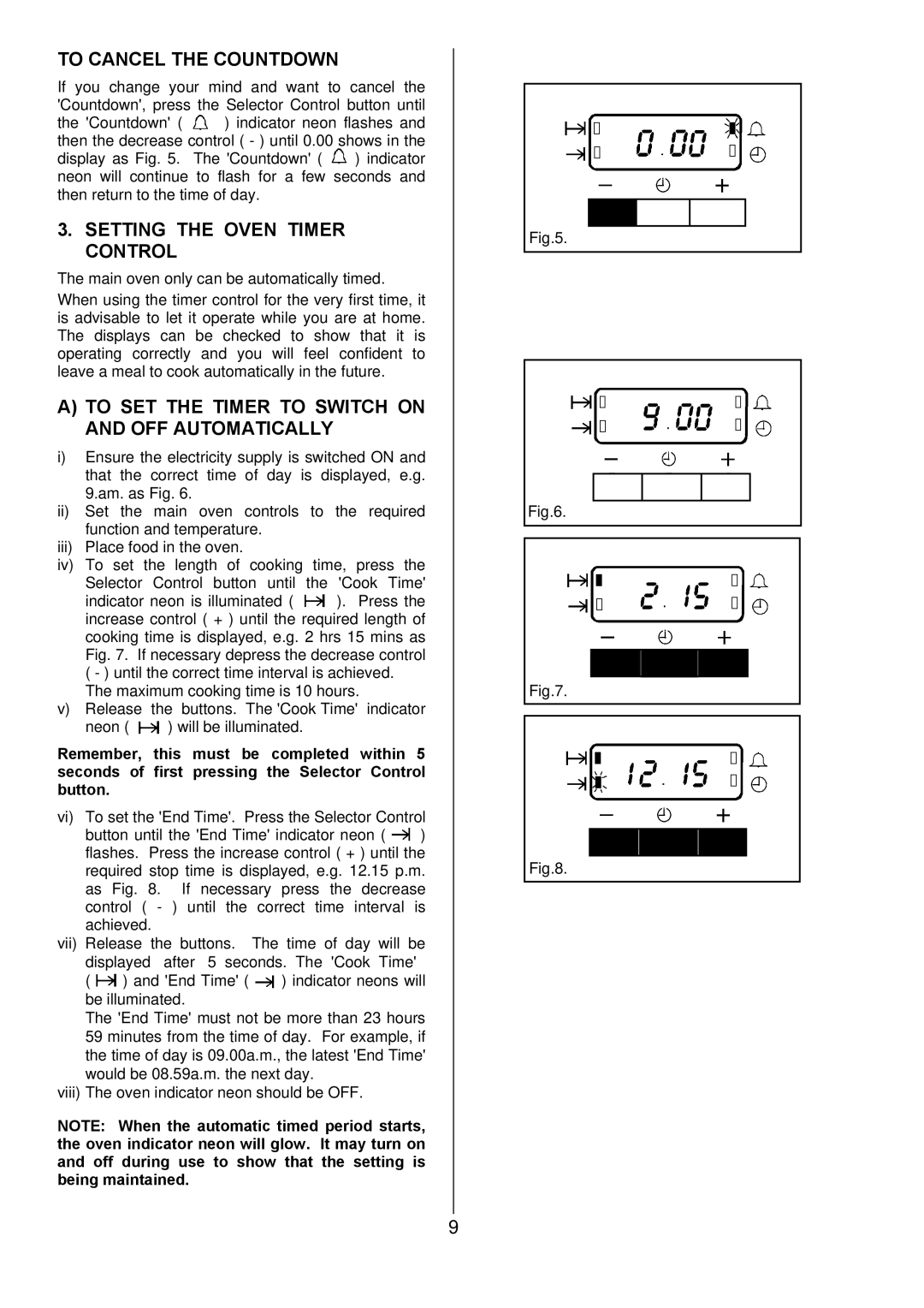 Electrolux D4101-5 manual To Cancel the Countdown, Setting the Oven Timer Control 