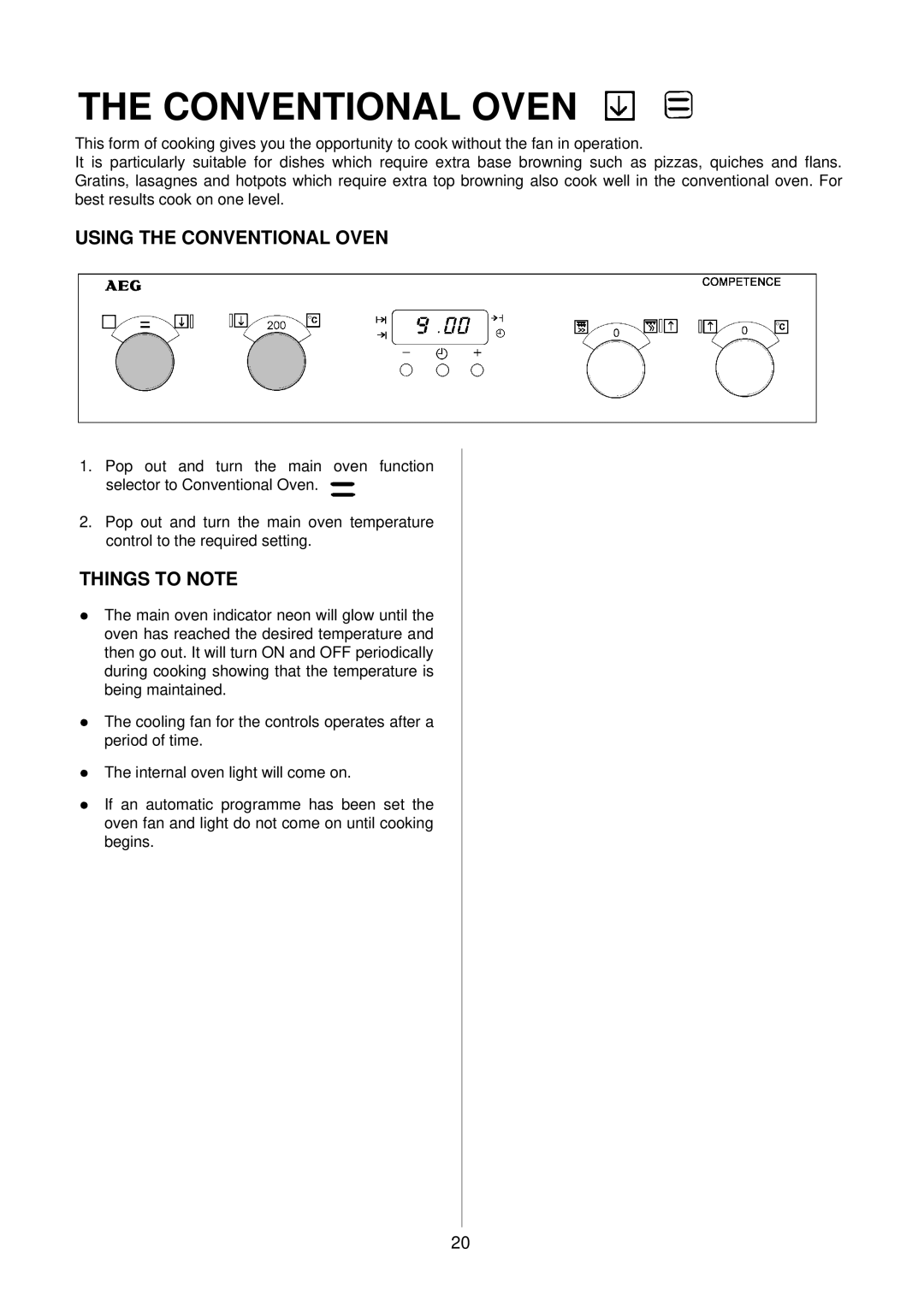 Electrolux D4150-1 manual Using the Conventional Oven 