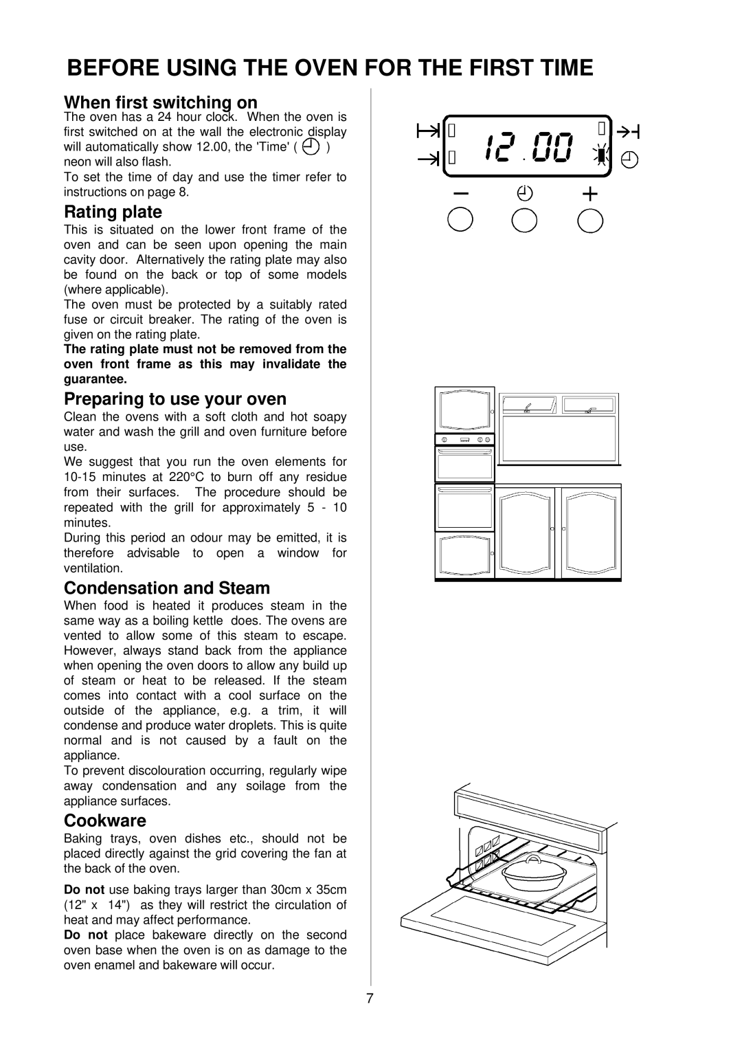 Electrolux D4150-1 manual Before Using the Oven for the First Time 